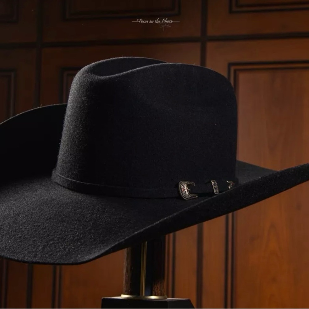 Black Cowboy Hat with Silver Buckle